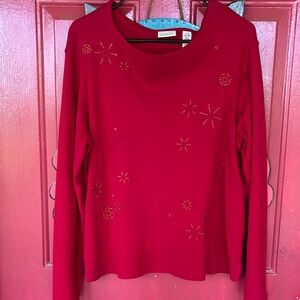 Classic Elements Size Large 14-16 Long Sleeve Tee with Snowflakes Accents. EUC